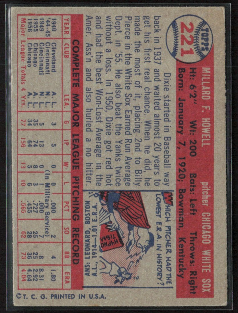 Dixie Howell 1957 Topps #221 Chicago White Sox