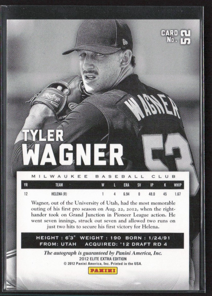 Tyler Wagner 2012 Panini Elite Extra Edition AUTO /481 #52 Milwaukee Brewers