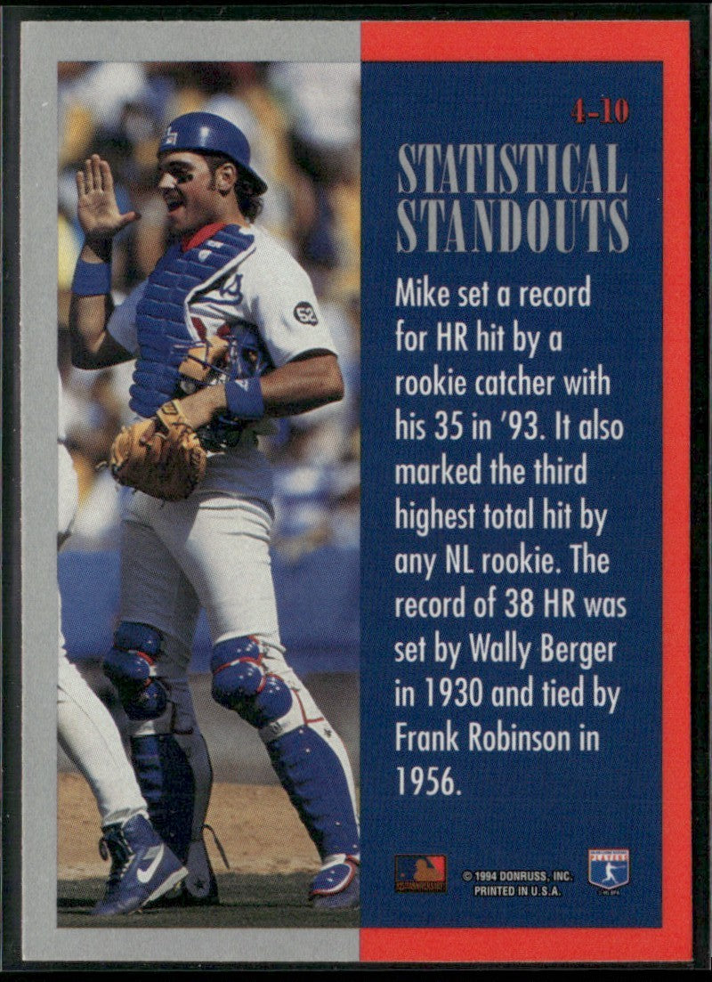 Mike Piazza 1994 Leaf Statistical Standouts #10-Apr Los Angeles Dodgers