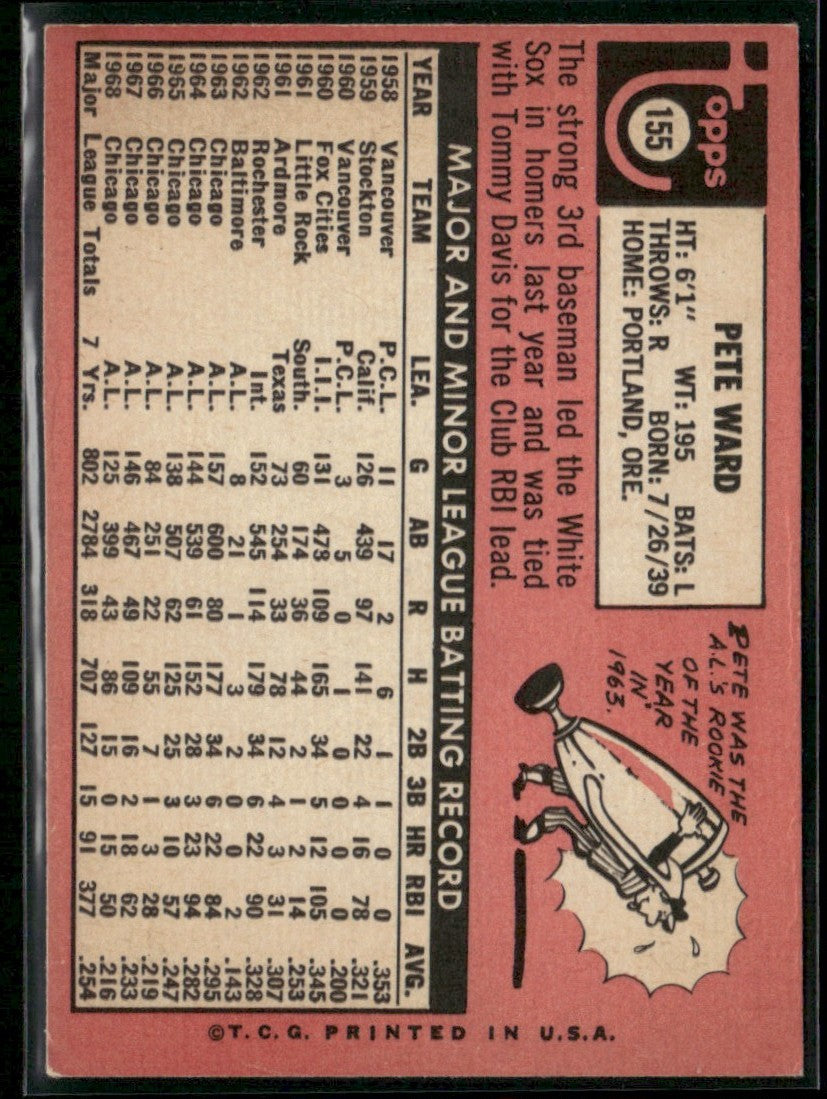 Pete Ward 1969 Topps #155 Chicago White Sox