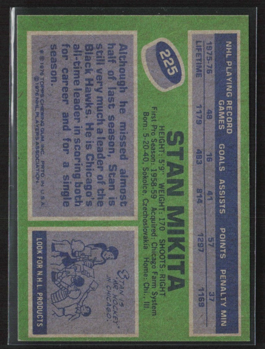 Stan Mikita 1976 Topps #225 Chicago Blackhawks