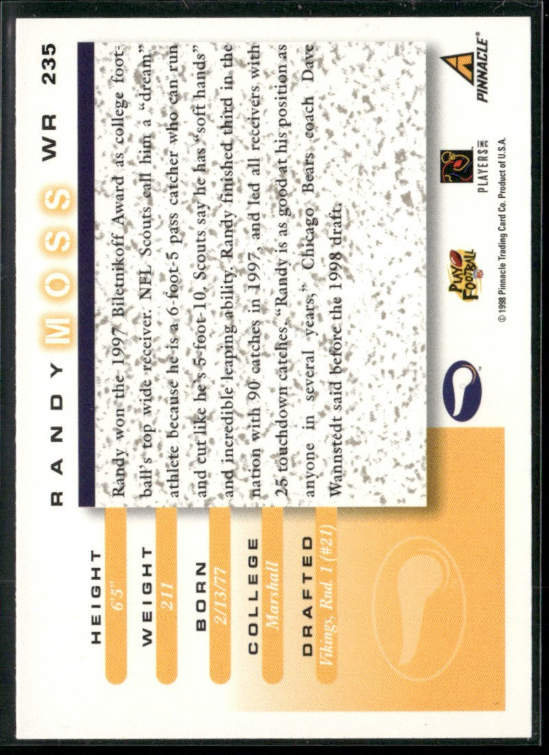Randy Moss 1998 Score RC #235 Minnesota Vikings