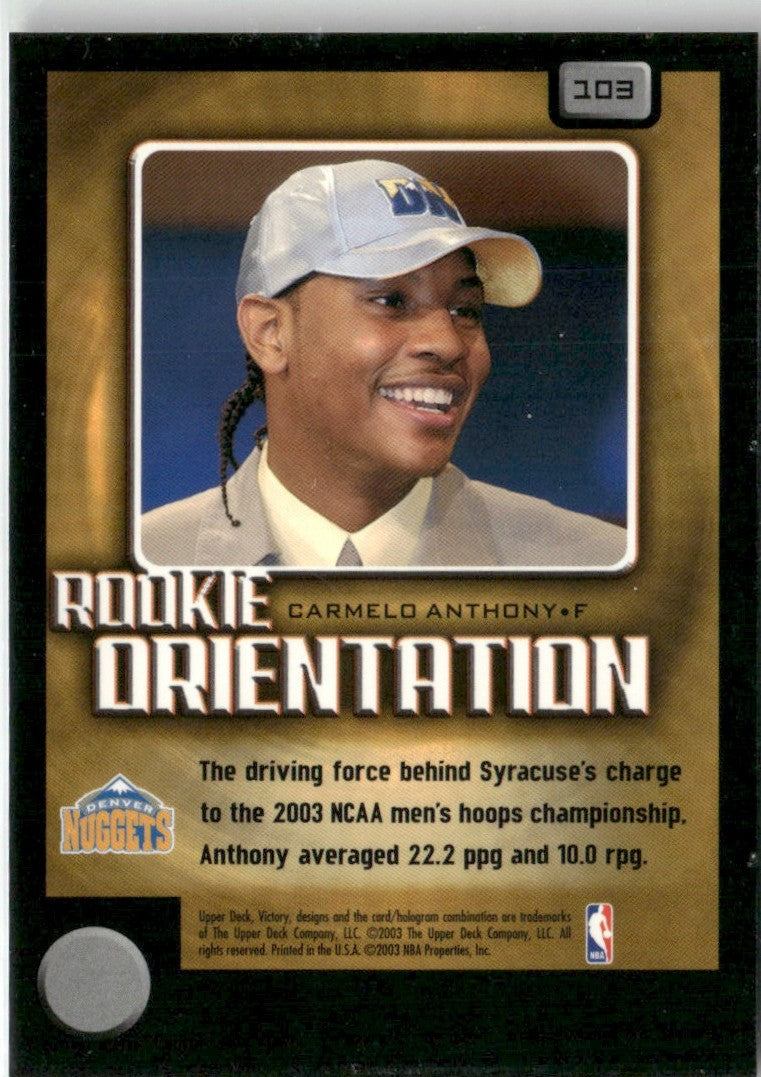 Carmelo Anthony 2003 Upper Deck Victory RC #103 Denver Nuggets