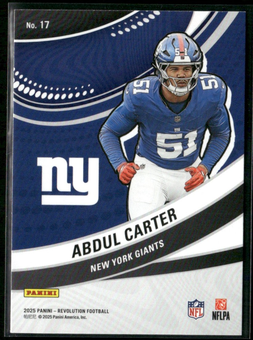 Abdul Carter 2025 Panini Revolution Futures RC #17 New York Giants