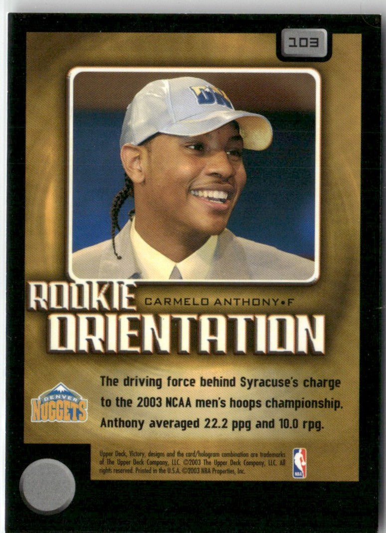 Carmelo Anthony 2003 Upper Deck Victory RC #103 Denver Nuggets