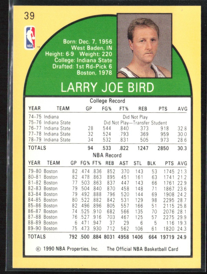 Larry Bird 1990 Hoops #39 Boston Celtics