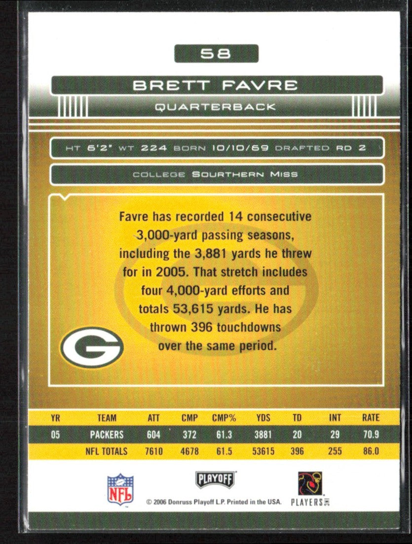 Brett Favre 2006 Playoff Absolute Memorabilia #58 Green Bay Packers