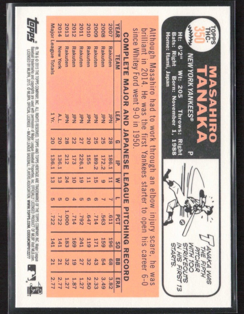 Masahiro Tanaka 2015 Topps Heritage Retail Foil #THC-350 New York Yankees