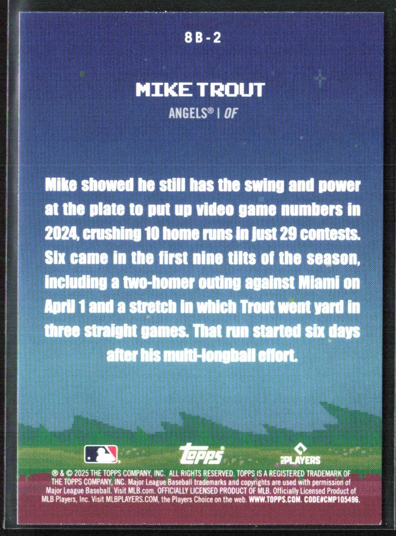 Mike Trout 2025 Topps 8-Bit Ballers #8B-2 Los Angeles Angels