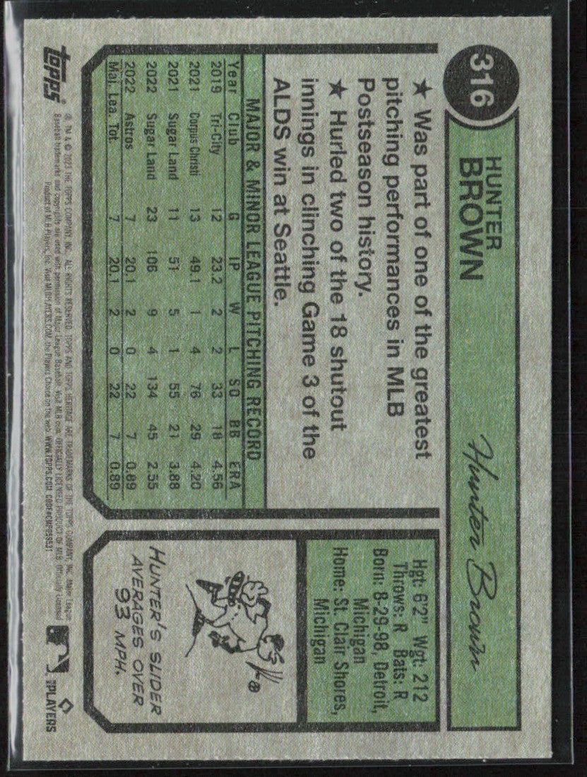 Hunter Brown 2023 Topps Heritage RC #316 Houston Astros