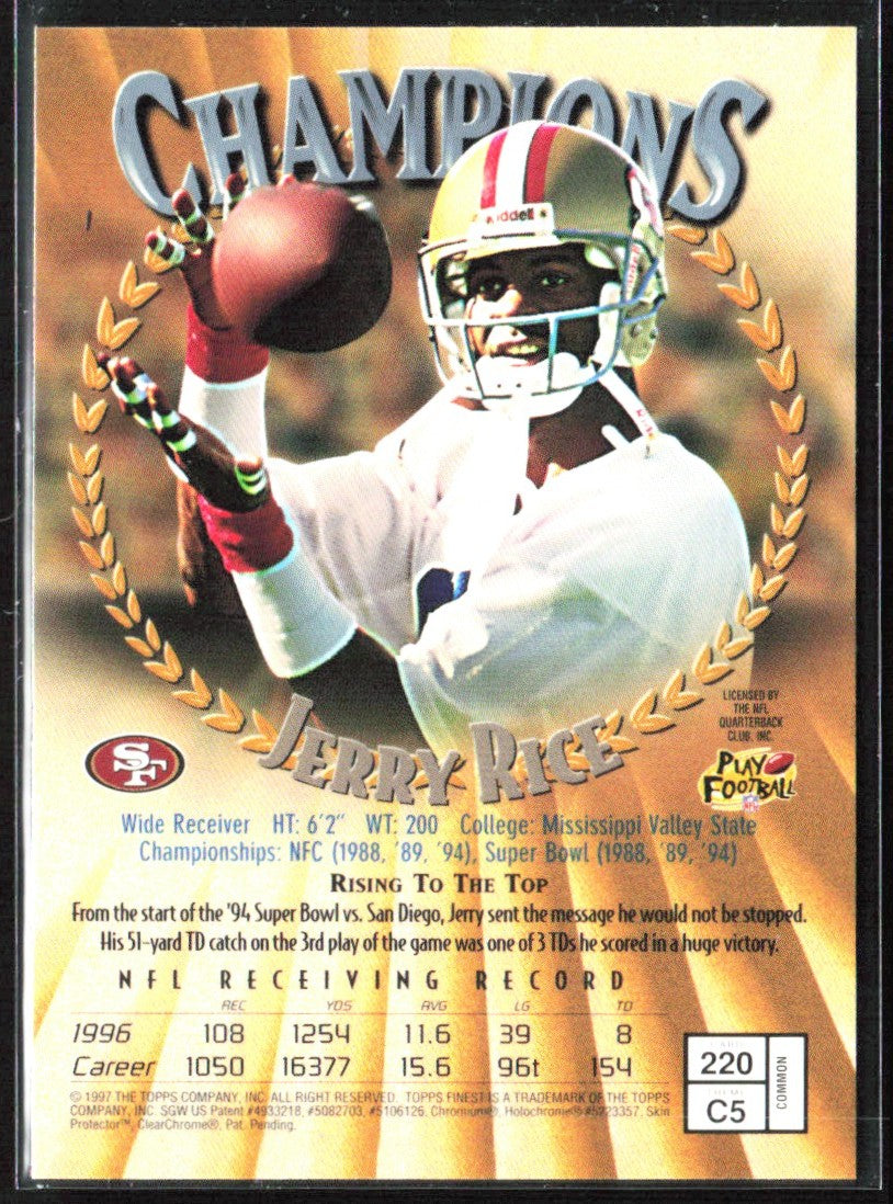 Jerry Rice 1997 Topps Finest #220 San Francisco 49ers