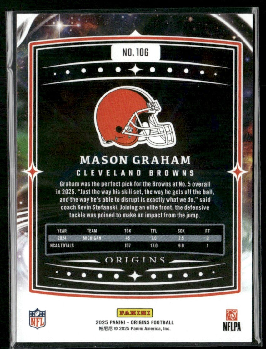 Mason Graham 2025 Panini Origins RC #106 Cleveland Browns