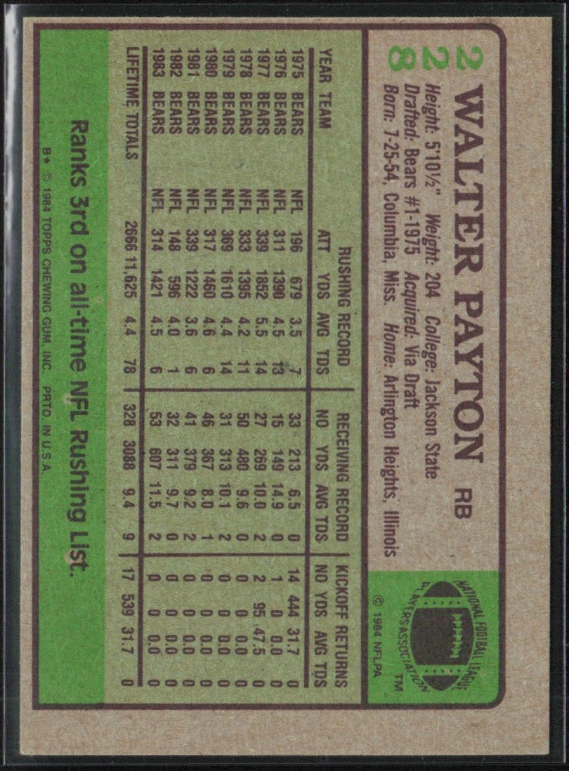 Walter Payton 1984 Topps #228 Chicago Bears