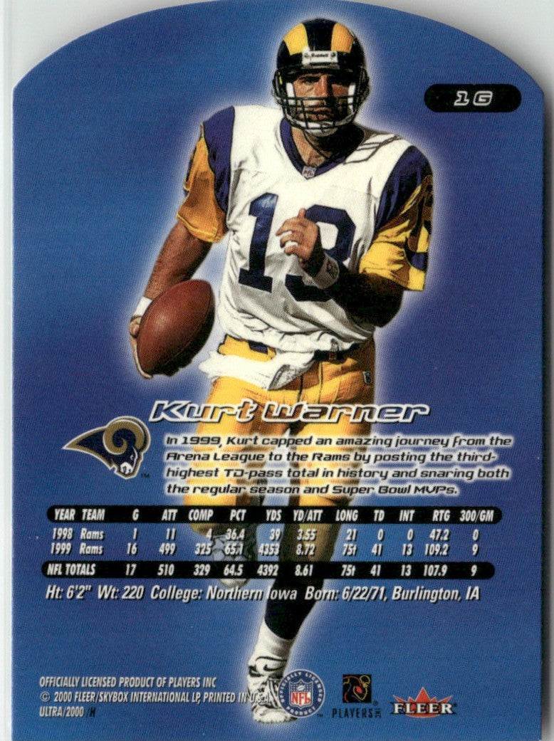 Kurt Warner 2000 Fleer Ultra Gold Medallion #1G St. Louis Rams