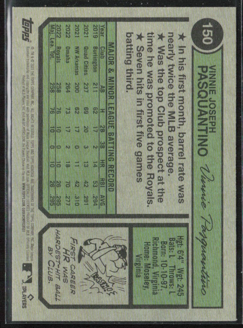 Vinnie Pasquantino 2023 Topps Heritage RC #150 Kansas City Royals