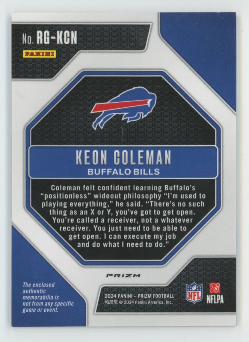 Keon Coleman 2024 Panini Prizm Rookie Gear RC Jersey #RG-KCN Buffalo Bills
