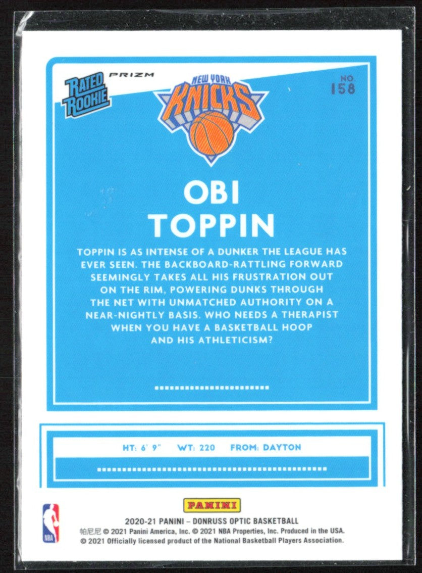Obi Toppin 2020 Donruss Optic Blue Pulsar Prizm RC #158 New York Knicks