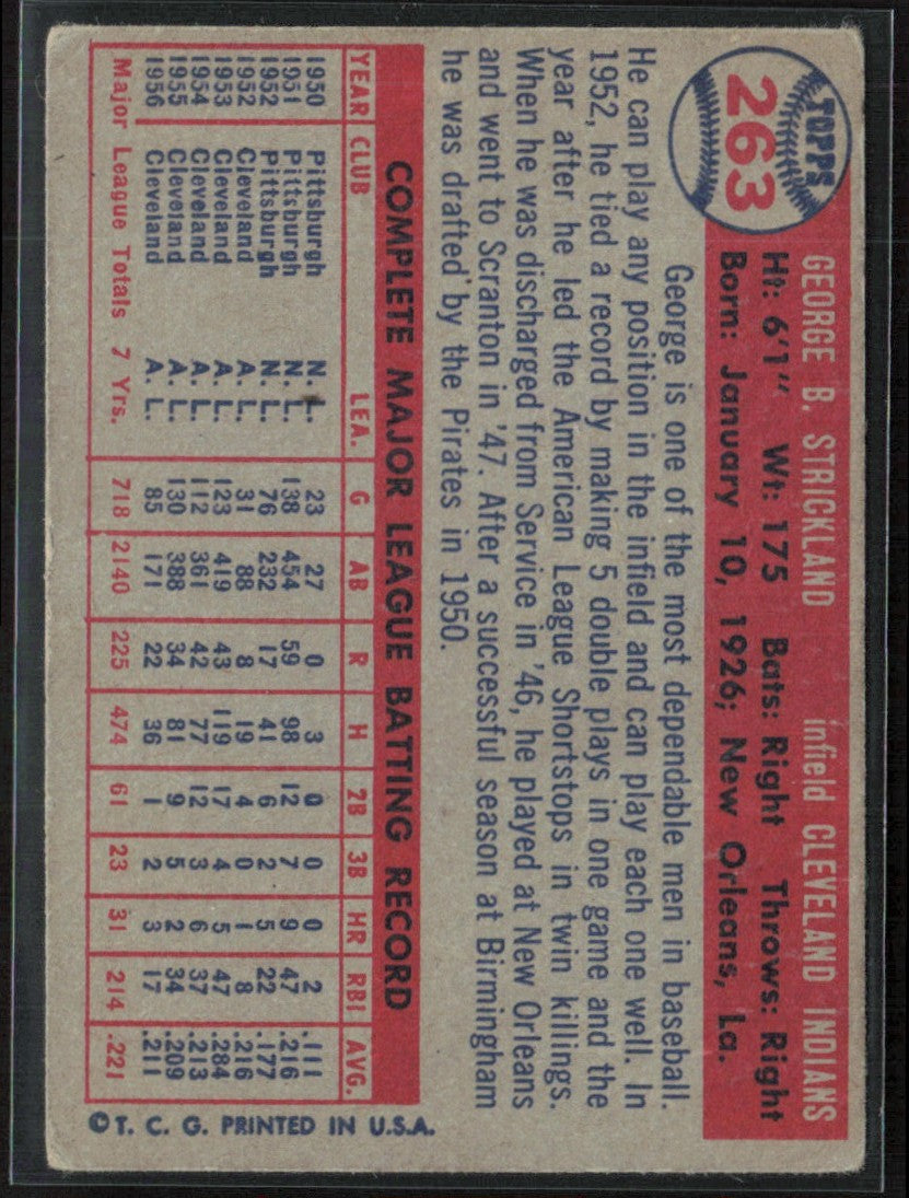 George Strickland 1957 Topps #263 Cleveland Indians