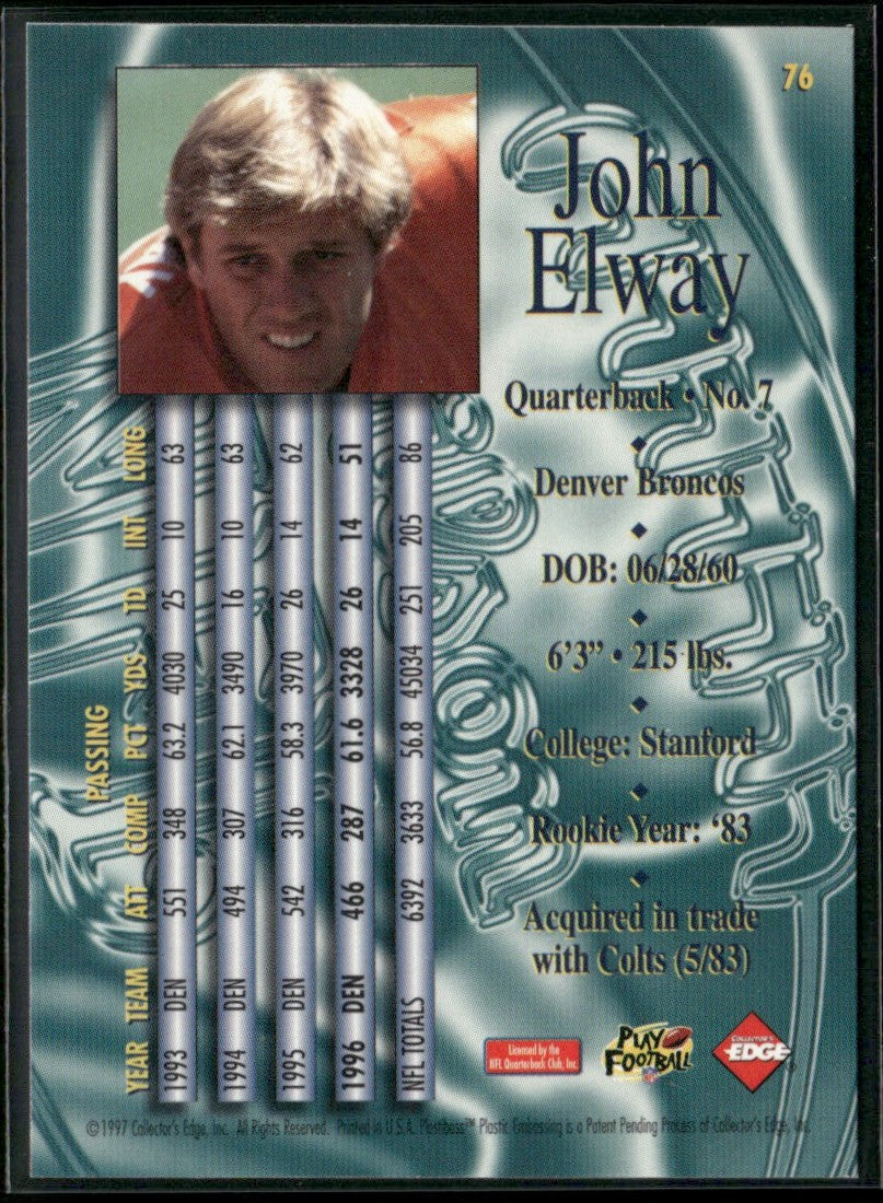 John Elway 1997 Collector's Edge Masters #76 Denver Broncos