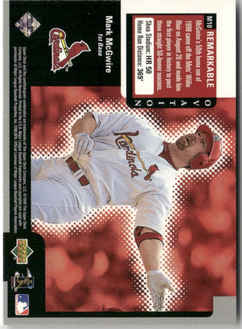 Mark McGwire 1999 Upper Deck Remarkable #M10 St. Louis Cardinals