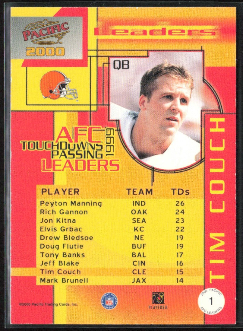 Tim Couch 2000 Pacific AFC Leaders #1 Cleveland Browns