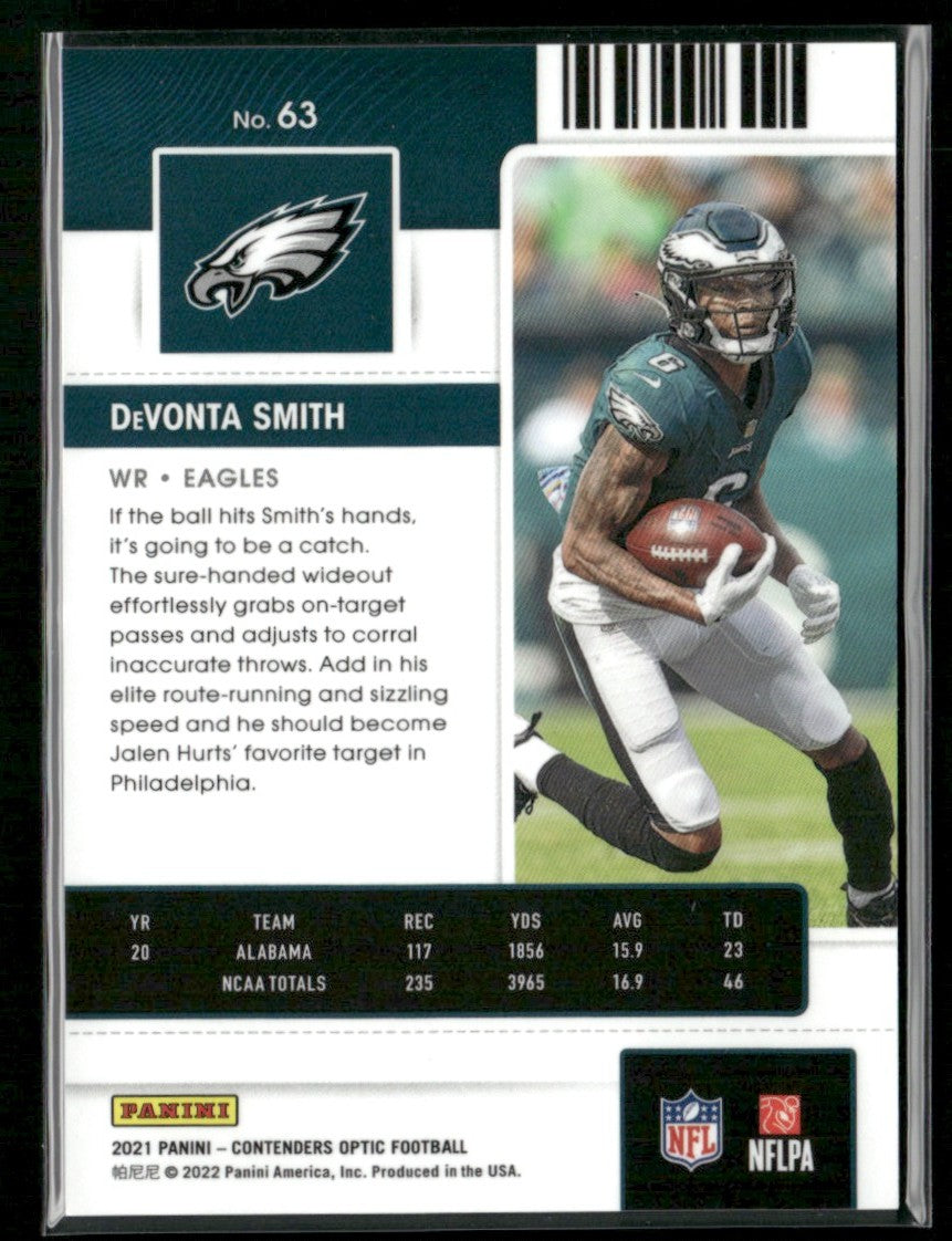 DeVonta Smith 2021 Panini Contenders Optic RC #63 Philadelphia Eagles