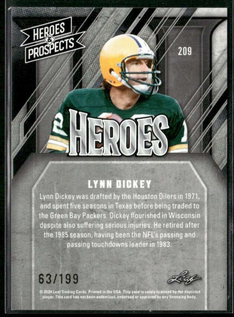 Lynn Dickey 2024 Leaf Heroes & Prospects /199 #209 Green Bay Packers
