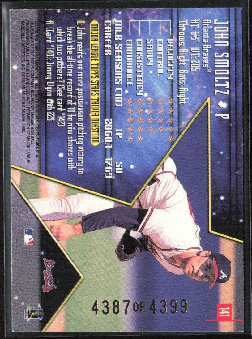 John Smoltz 1998 Topps Stars Silver /4399 #141 Atlanta Braves
