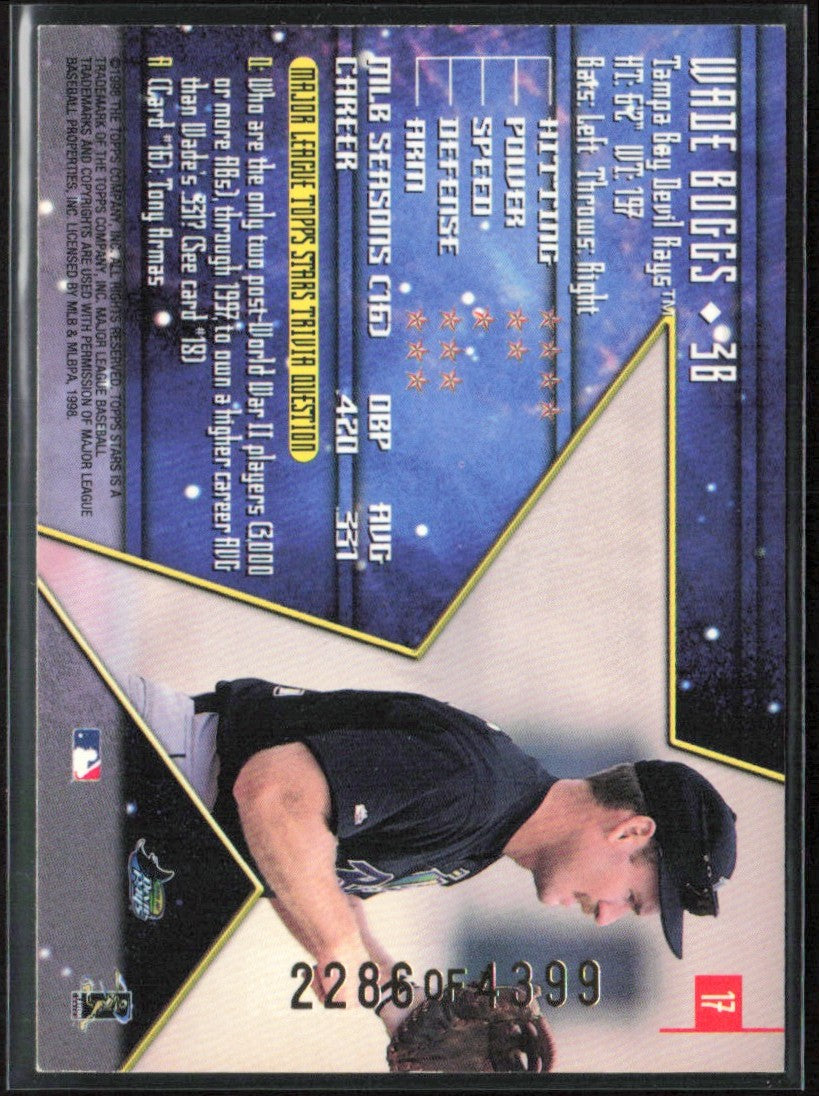 Wade Boggs 1998 Topps Stars Silver /4399 #17 New York Yankees