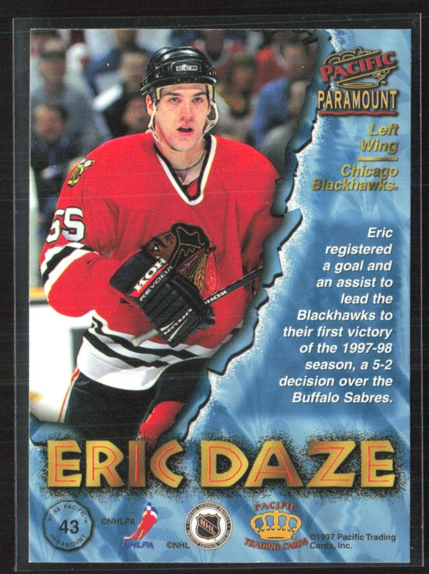 Eric Daze 1997 Pacific Paramount Ice Blue #43 Chicago Blackhawks