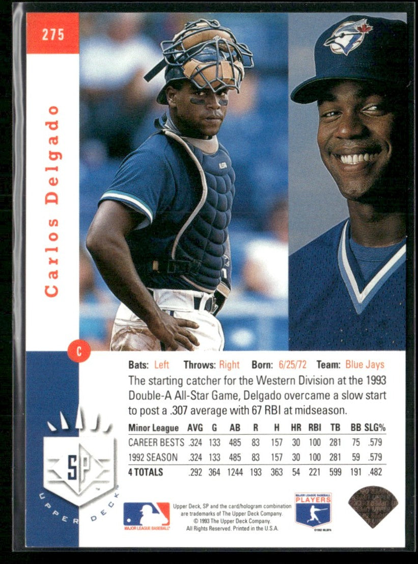 Carlos Delgado 1993 Upper Deck SP Premier Prospects #275 Toronto Blue Jays