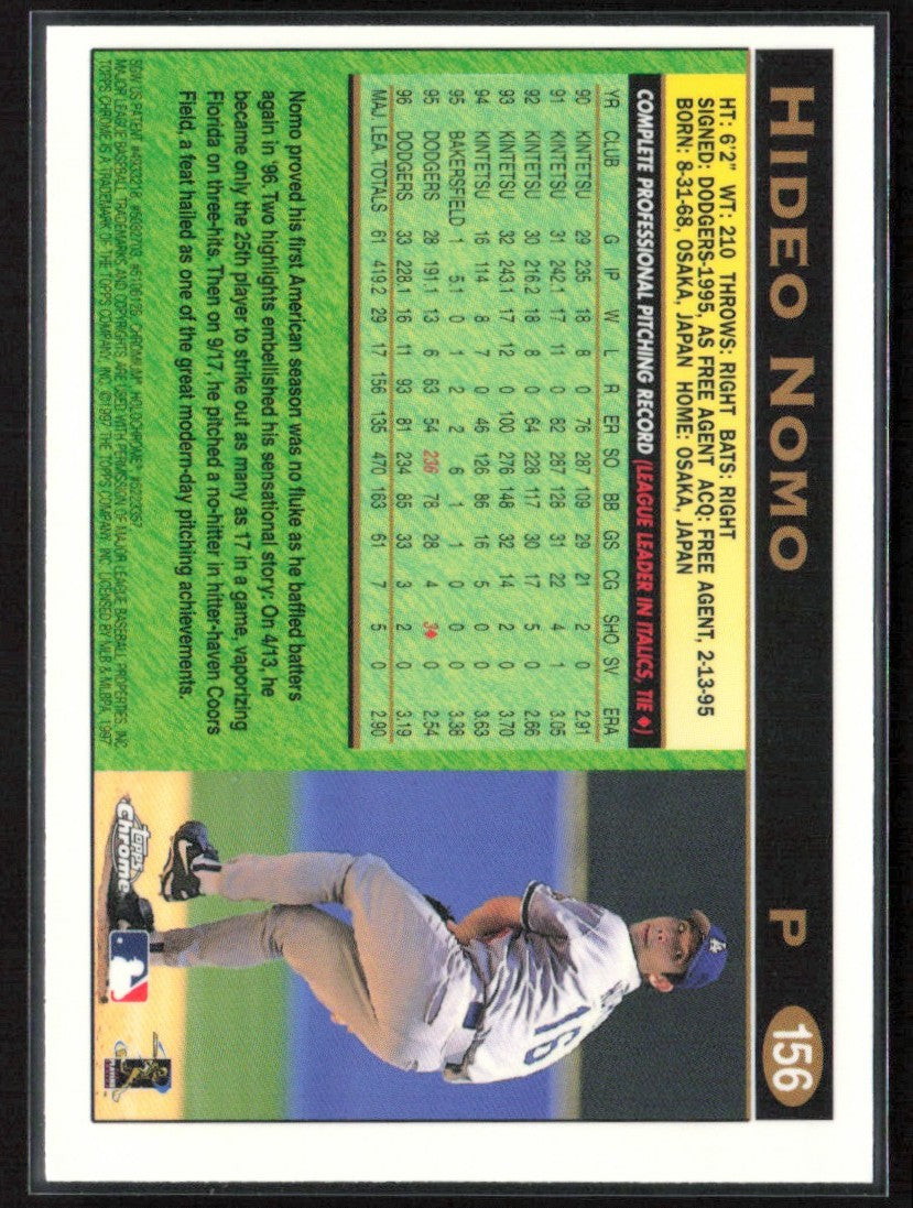 Hideo Nomo 1997 Topps Chrome #156 Los Angeles Dodgers