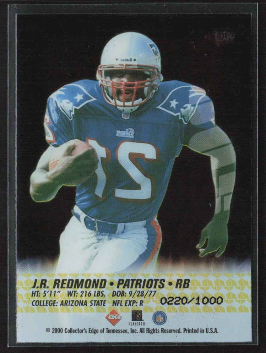 J.R. Redmond 2000 Collector's Edge T3 Gold RC /1000 #191 New England Patriots
