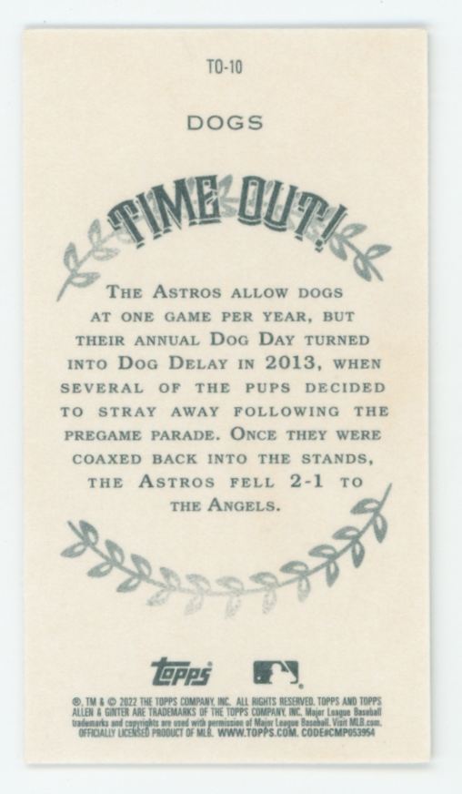 Dogs 2022 Topps Allen & Ginter Mini Time Out #TO-10