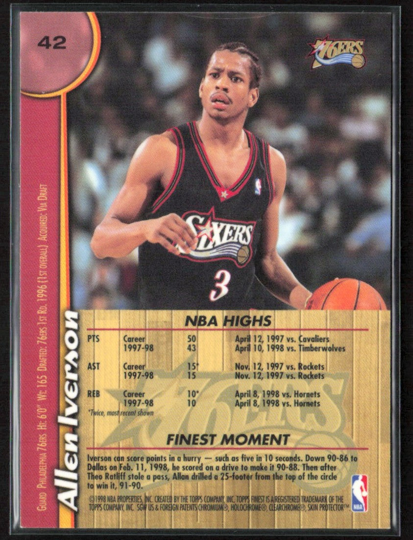 Allen Iverson 1998 Topps Finest #42 Philadelphia 76ers