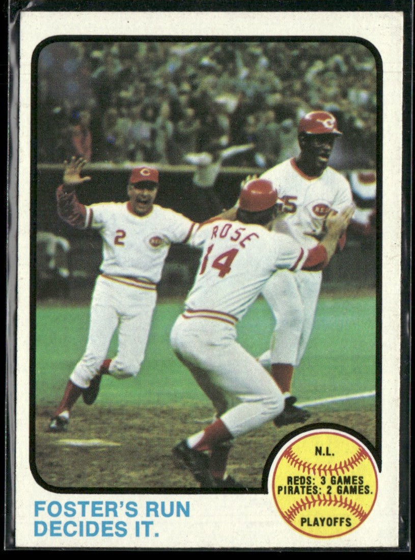Foster's Run Decides It 1973 Topps #202 Cincinnati Reds