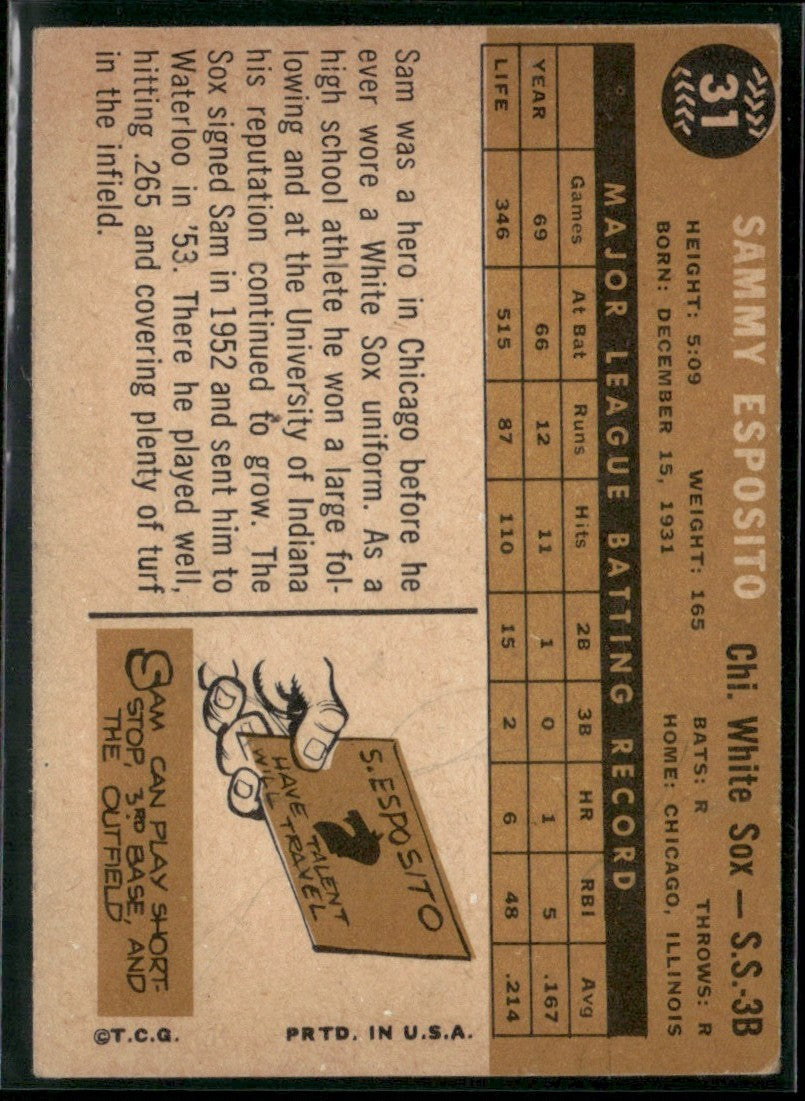 Sammy Esposito 1960 Topps #31 Chicago White Sox