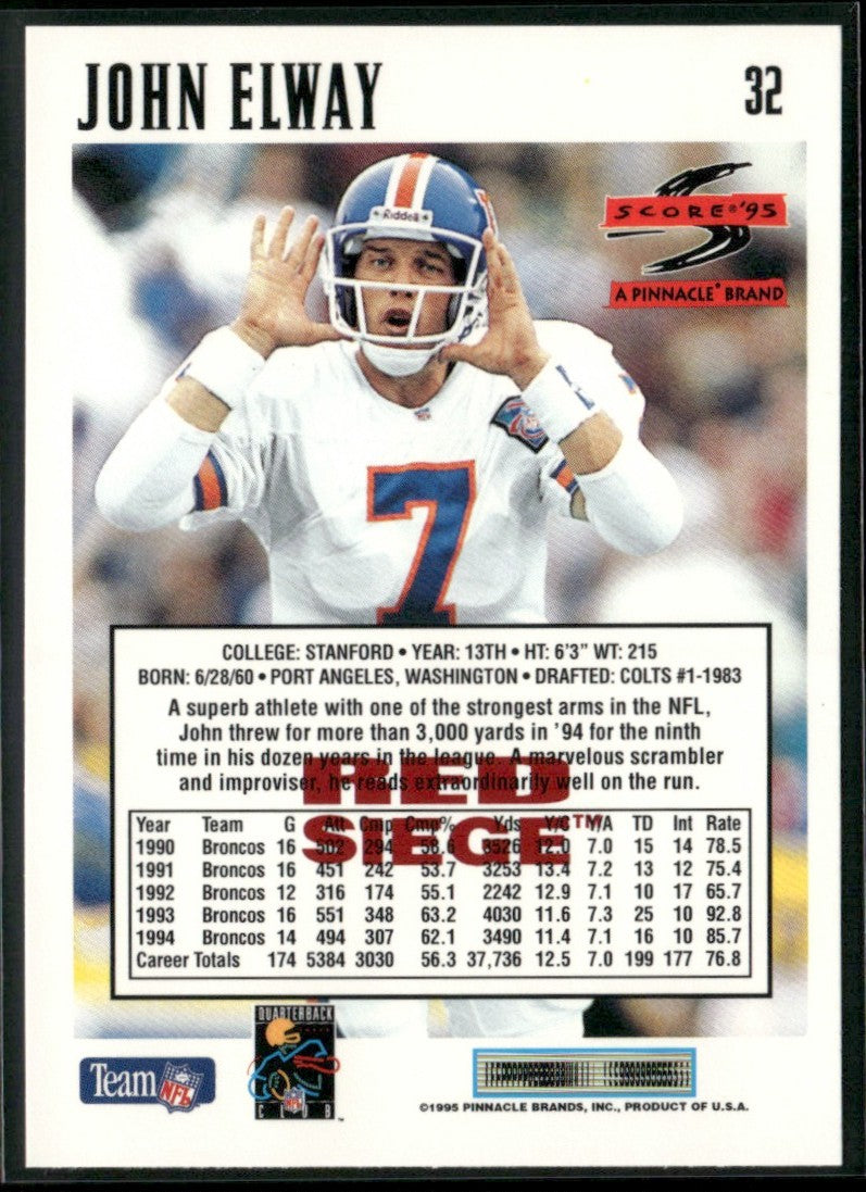 John Elway 1995 Score Red Siege #32 Denver Broncos