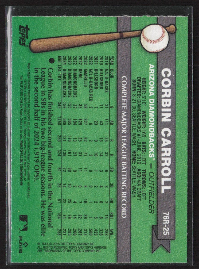 Corbin Carroll 2025 Topps Heritage 1976 Redefined #76R-25 Arizona Diamondbacks