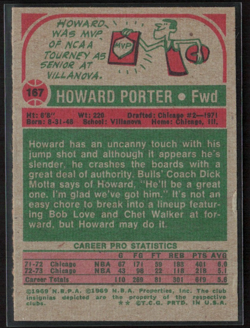 Howard Porter 1973 Topps #167 Chicago Bulls