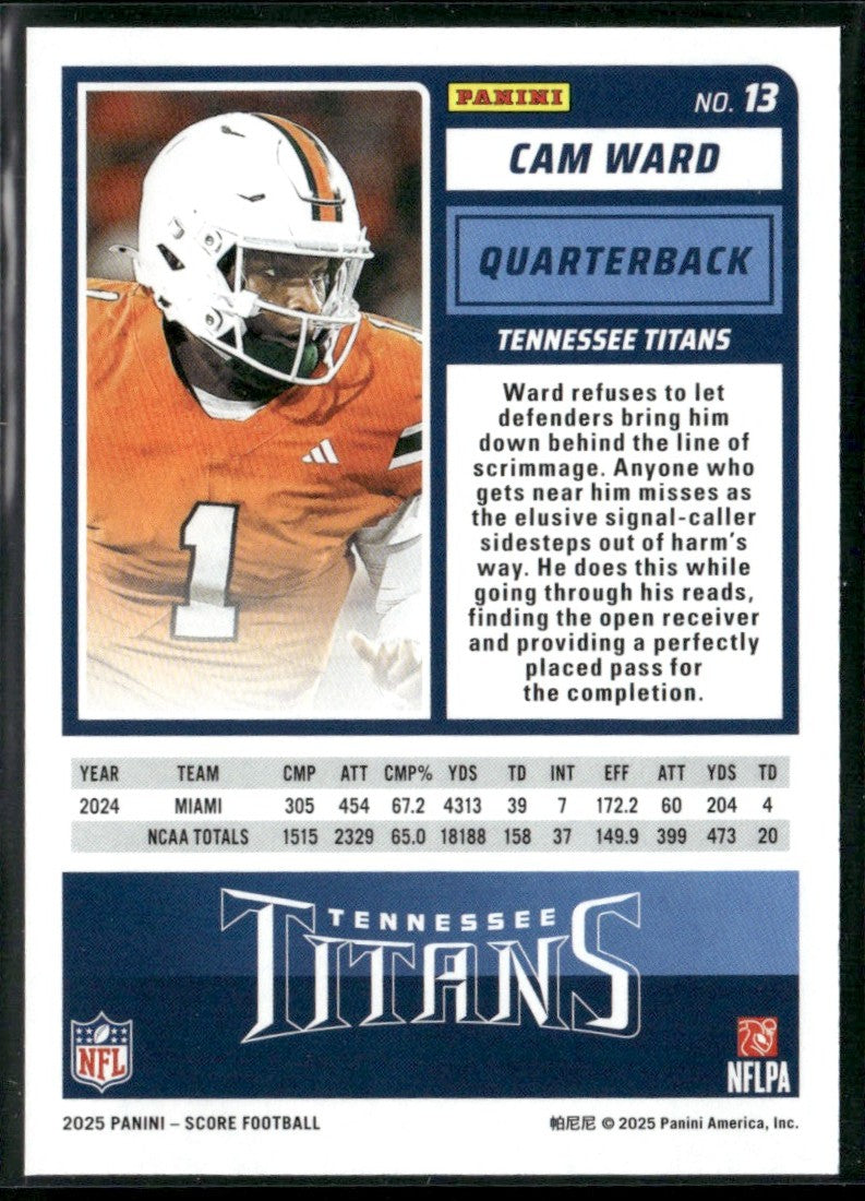 Cam Ward 2025 Score RC #13 Tennessee Titans
