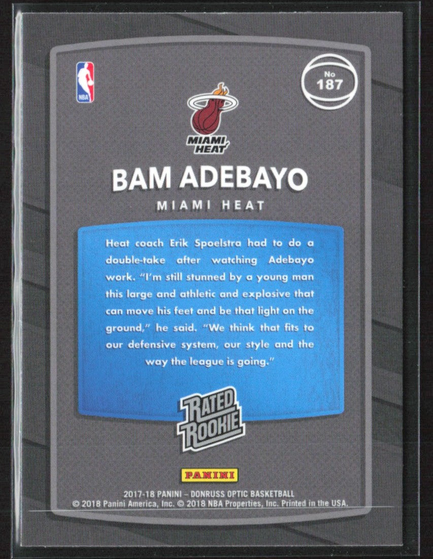 Bam Adebayo 2017 Donruss Optic #187 Miami Heat