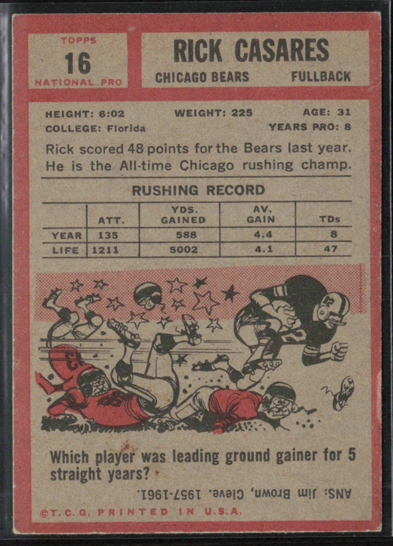 Rick Casares 1962 Topps #16 Chicago Bears