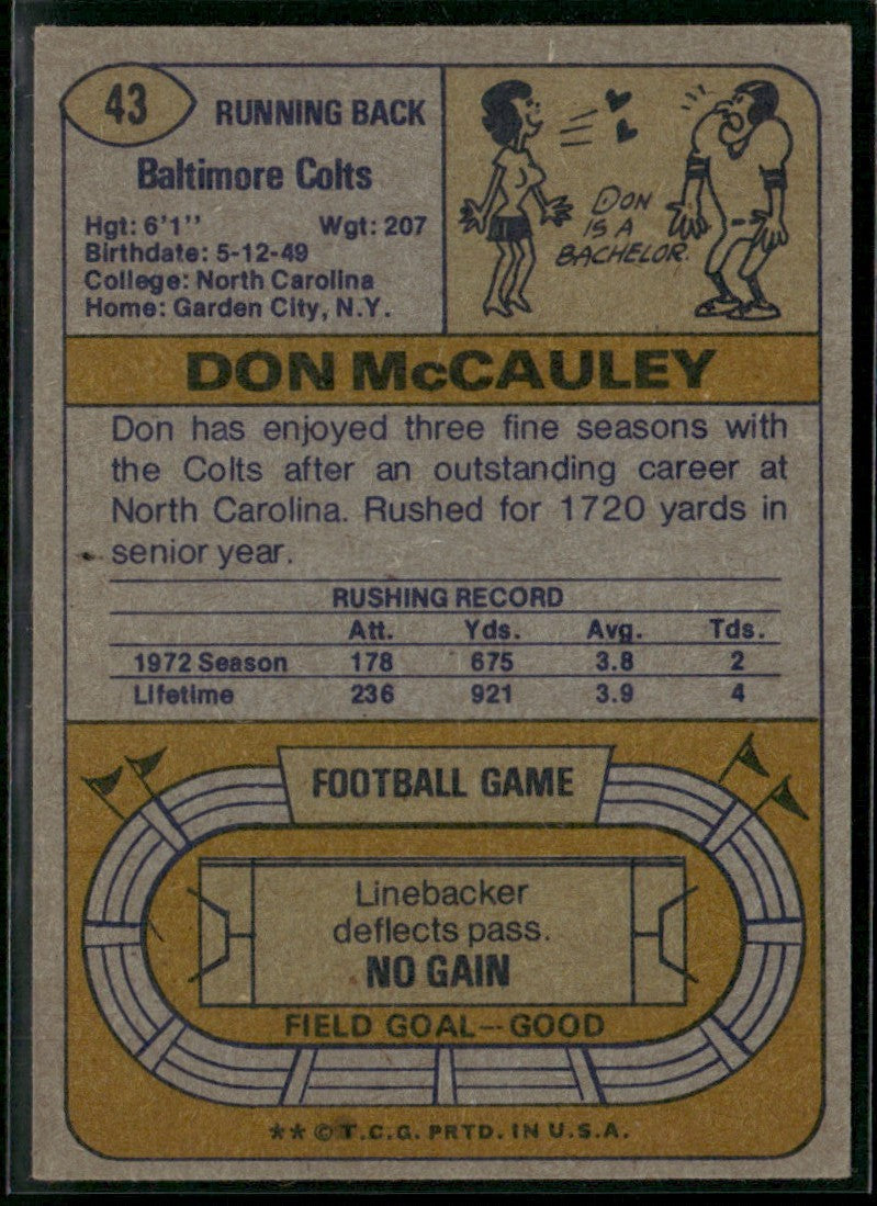 Don McCauley 1974 Topps #43 Baltimore Colts