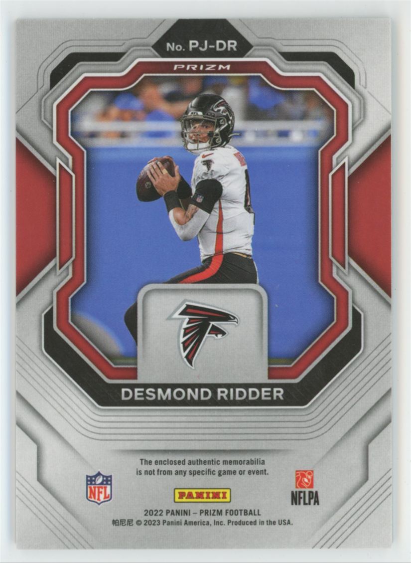 Desmond Ridder 2022 Panini Prizm RC Jersey #PJ-DR Atlanta Falcons