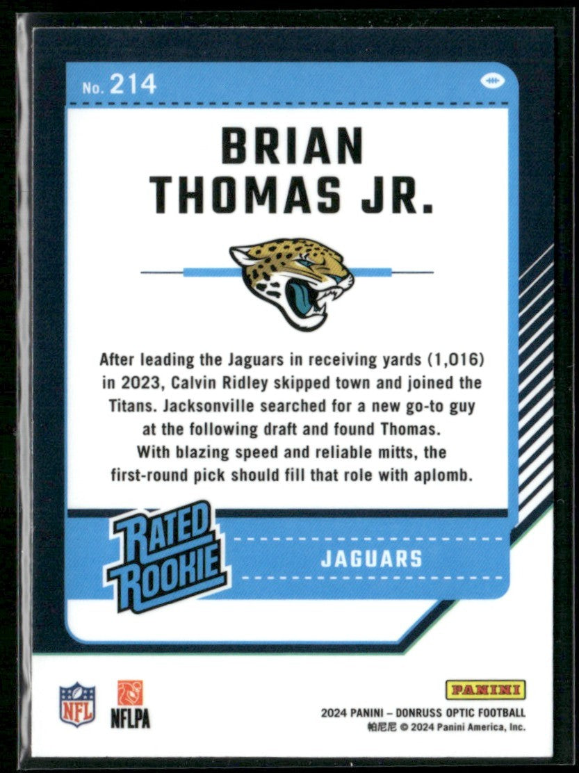 Brian Thomas Jr. 2024 Donruss Optic RC #214 Jacksonville Jaguars
