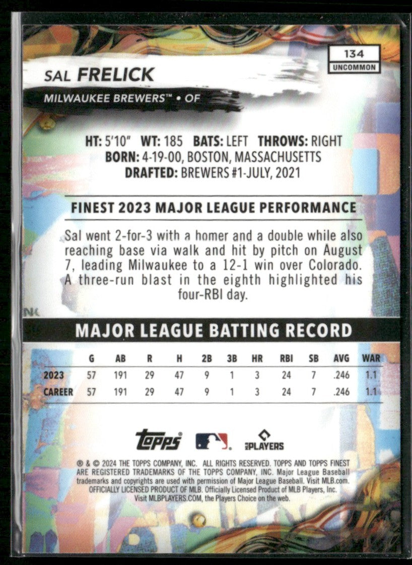 Sal Frelick 2024 Topps Finest Uncommon RC #134 Milwaukee Brewers