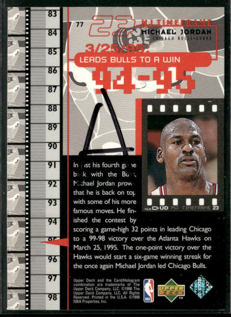 Michael Jordan 1998 Upper Deck MJ TimeFrame #77 Chicago Bulls