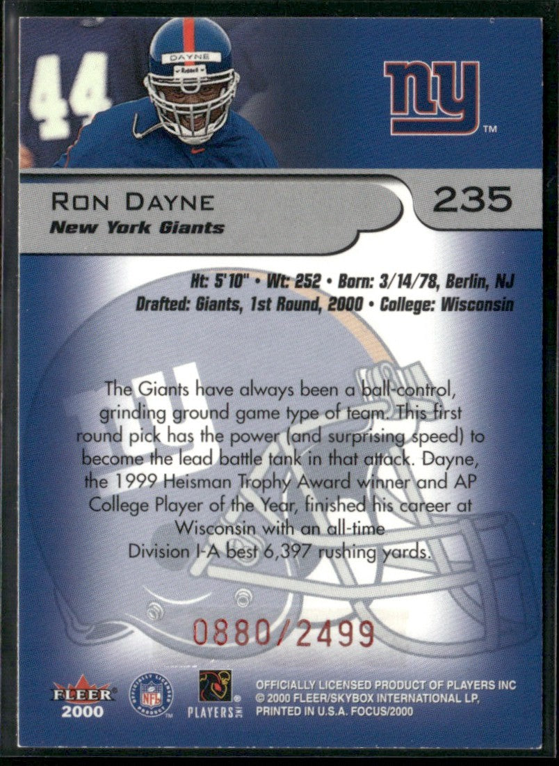 Ron Dayne 2000 Fleer Focus RC /2499 #235 New York Giants