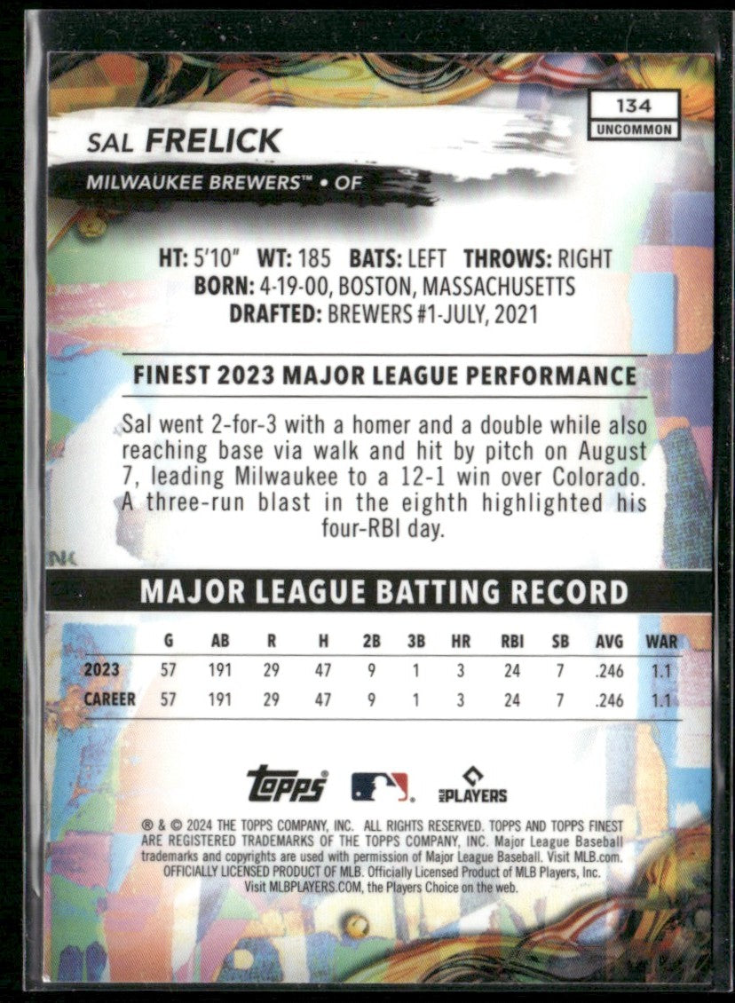 Sal Frelick 2024 Topps Finest RC #134 Milwaukee Brewers